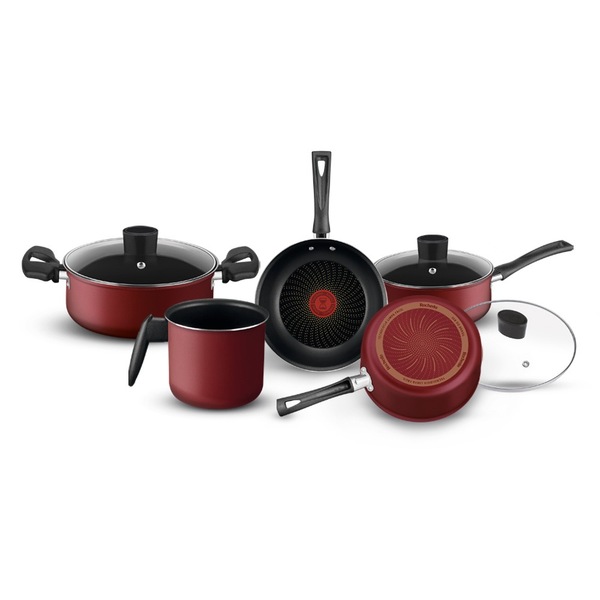 Conjunto De Panelas Rochedo Limpa Facil 5 Pecas Vermelho