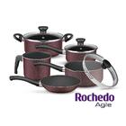 Conjunto De Panelas Rochedo New Agile Vermelho 5 Peças