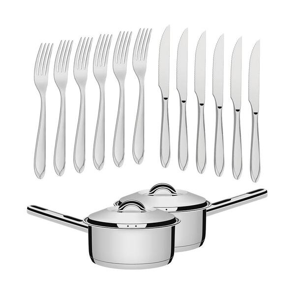 Conjunto De Panelas Solar 16cm 1,4l Com 48 Talheres De Mesa L