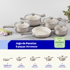 Conjunto de Panelas Tramontina Veronese de Cerâmica Antiaderente Bege 5 Peças