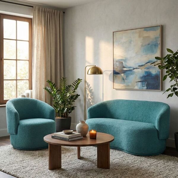 Conjunto De Poltrona + Namoradeira Decorativa Sala Estar Orgâ