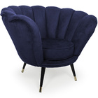 Conjunto De Poltrona Com Puff La Pétala Pés Duo Veludo Azul M