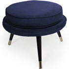 Conjunto De Poltrona Com Puff La Pétala Pés Duo Veludo Azul M