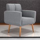 Conjunto De Poltrona E Puff Decorativos Miller Boucle Cinza