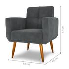 Conjunto De Poltrona E Puff Decorativos Miller Veludo Cinza