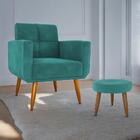 Conjunto De Poltrona E Puff Decorativos Miller Veludo Verde M