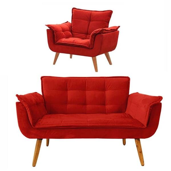 Conjunto De Poltronas 1 Opala E 1 Namoradeira Vermelha