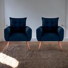 Conjunto De Poltronas Decorativas Atlas Suede Azul