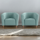 Conjunto De Poltronas Decorativas Chase Boucle Azul