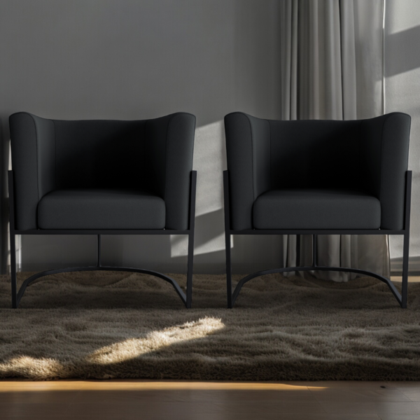 Conjunto De Poltronas Decorativas Craig Veludo Preto