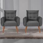 Conjunto De Poltronas Decorativas Lily Veludo Cinza
