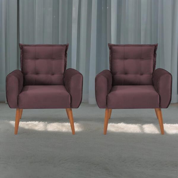 Conjunto De Poltronas Decorativas Lily Veludo Rose
