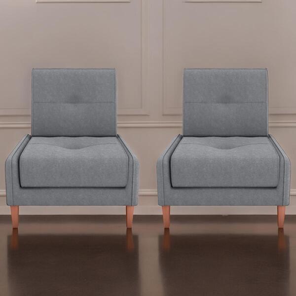 Conjunto De Poltronas Decorativas Sitka Boucle Cinza