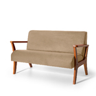 Conjunto De Poltronas Estofadas Em Madeira Maciça Cléo Bege –