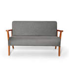 Conjunto De Poltronas Estofadas Em Madeira Maciça Cléo Cinza