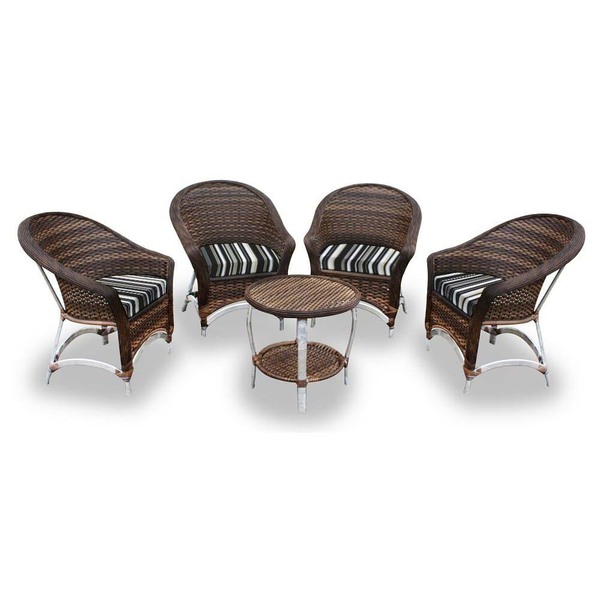 Conjunto De Poltronas Fibra Sintética Bali Alumínio - 4 Poltr