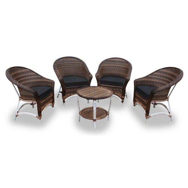 Conjunto De Poltronas Fibra Sintética Bali Alumínio - 4 Poltr