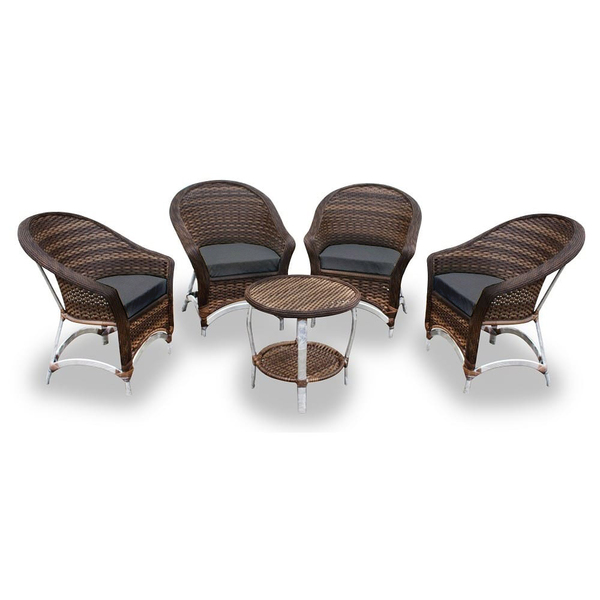 Conjunto De Poltronas Fibra Sintética Bali Alumínio - 4 Poltr