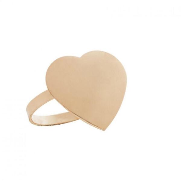 Conjunto De Porta Guardanapos Anel Dourado Coração - Lyor