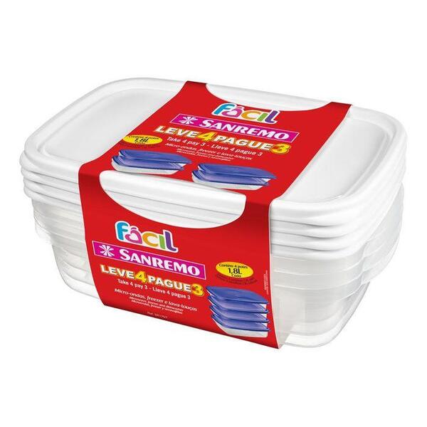 Conjunto De Potes 1.8l 4 Peças Sanremo