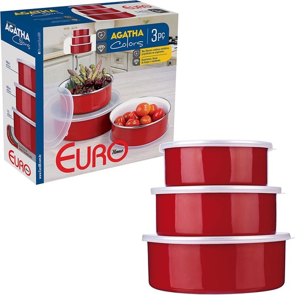 Conjunto De Potes Agatha Redondos 3 Peças - Euro Home - Verme