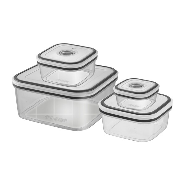 Conjunto de Potes Plástico Branco e Cinza Retangular 4 Unidades Electrolux