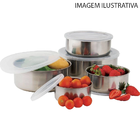 Conjunto De Potes Com 5 Peças Em Aço Inox E Tampa Plástica
