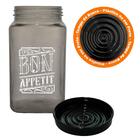 Conjunto De Potes De Vidro Com Tampa Bon Appetit Preto E Bron