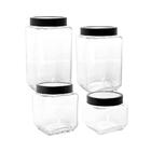 Conjunto De Potes De Vidro Com Tampa Com Visor Em Acrílico Ga