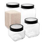 Conjunto De Potes De Vidro Com Tampa Com Visor Em Acrílico Ga