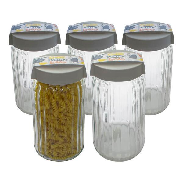 Conjunto De Potes De Vidro Hermético Cook With Love 1,7l 5 Pe