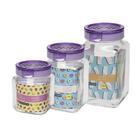 Conjunto De Potes De Vidro Hermético Lilás 3pçs - Oxford