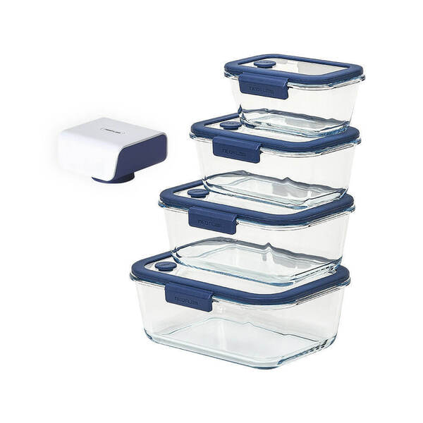 Conjunto De Potes De Vidro Hermético Retangular - Bomba Elétr