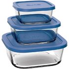 Conjunto De Potes De Vidro Quadrado Com Tampa - Euro Home - A