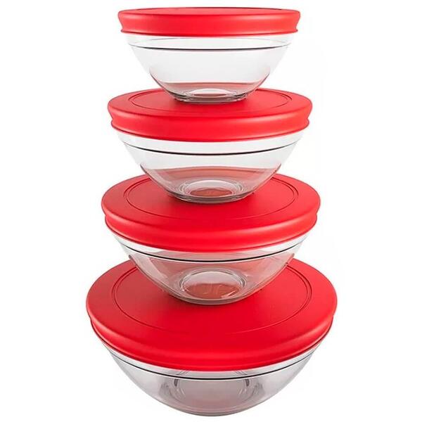 Conjunto De Potes De Vidro Refratário Borossilicato Com Tampa