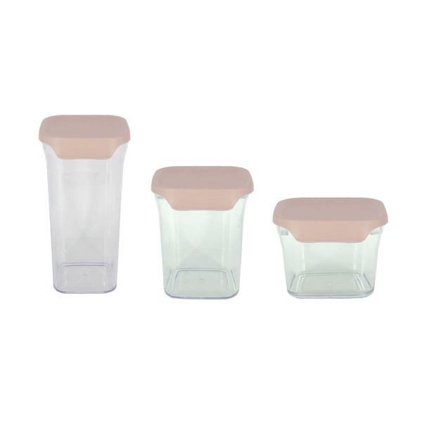 Conjunto De Potes Herméticos 3 Peças Acrílico - Nude