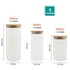 Conjunto De Potes Herméticos Com Tampa De Bambu - 3 Peças Nat