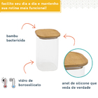 Conjunto De Potes Herméticos Com Tampa De Bambu - 4 Peças Nat