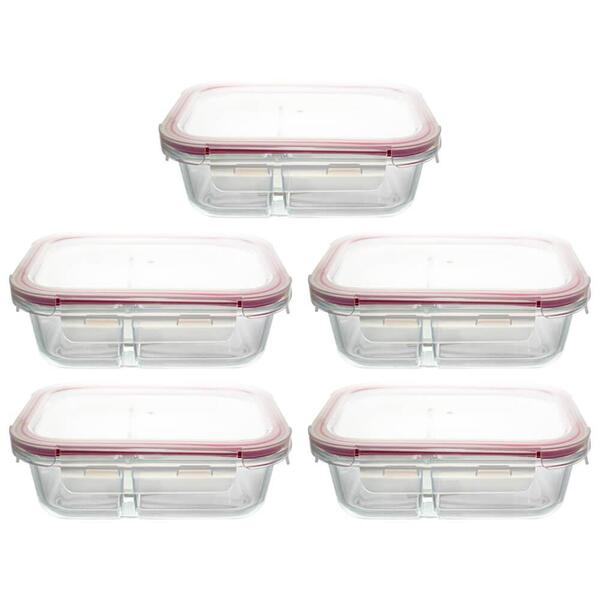 Conjunto De Potes Herméticos De Vidro Com Divisória Refratári