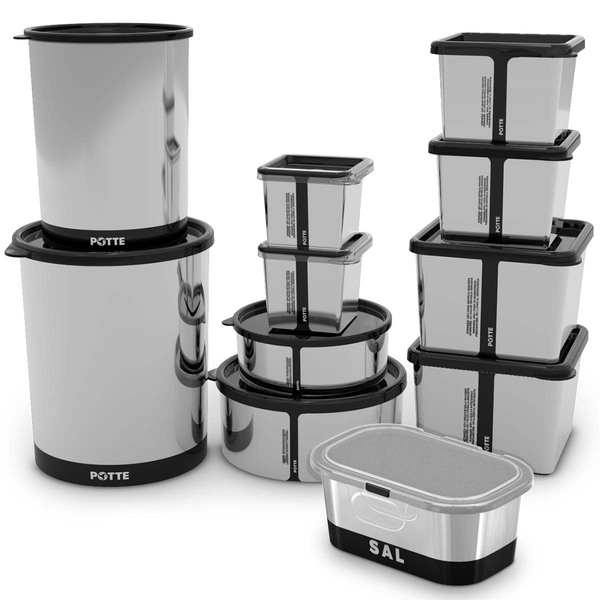 Conjunto De Potes Herméticos Para Alimentos Mettalic 11 Pçs