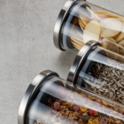 Conjunto de Potes de Vidro Translúcido e Inox Electrolux