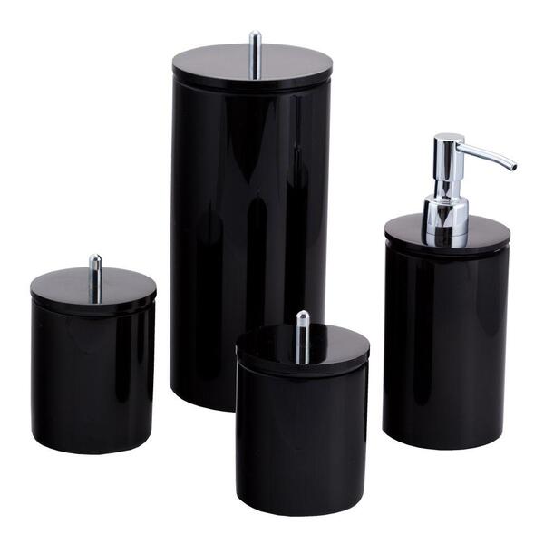 Conjunto De Potes Para Banheiro - Redondo - Preto