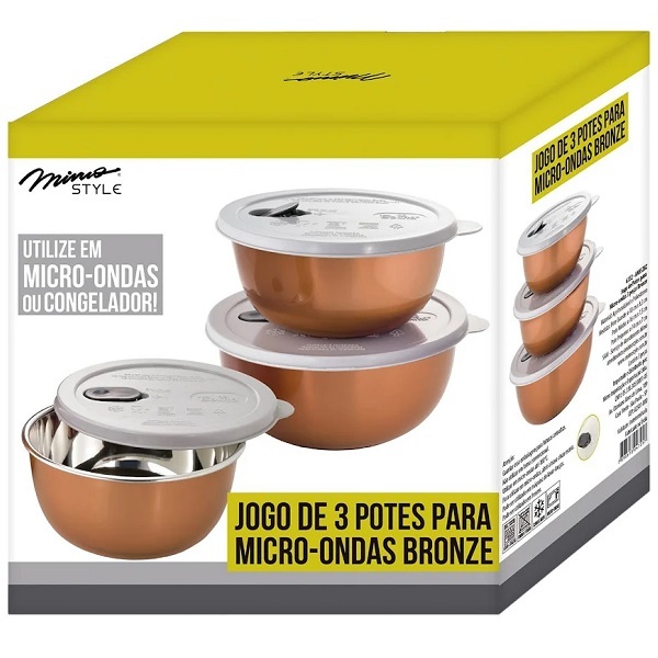 Conjunto De Potes Para Microondas 3 Peças An852bz Mimo Style