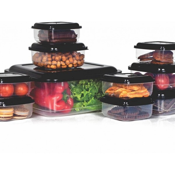 Conjunto De Potes Plástico Prime 10 Peças Quadrado-ercaplast