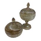 Conjunto De Potiche Bomboniere Na Cor Âmbar Com Brilho