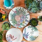 Conjunto De Pratos De Porcelana Rasos Bothanica 26cm 6 Peças