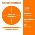 Conjunto De Pratos De Porcelana Rasos Unni Alba 26cm 6 Peças