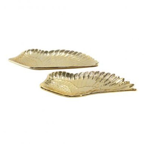 Conjunto De Pratos De Resina Dourado  2 Pcs G 34cm X 15 5cm X