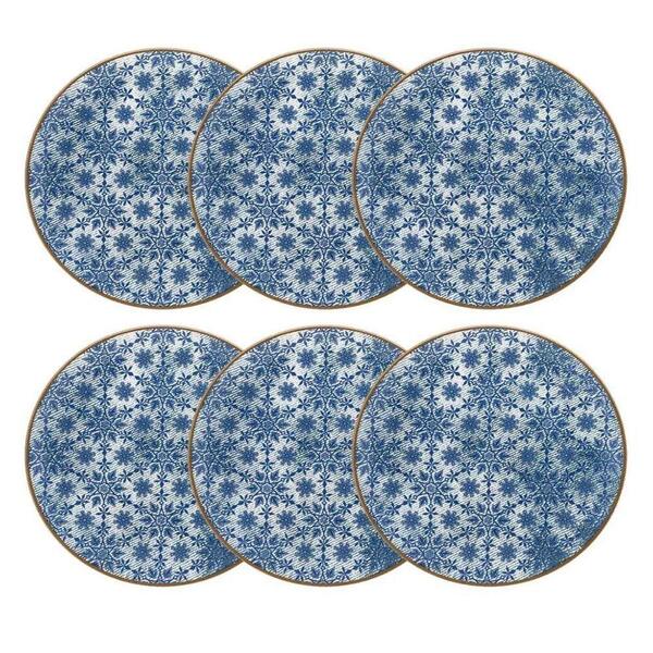 Conjunto De Pratos Rasos 06 Peças Jeans Oxford