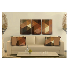 Conjunto De Quadro 70x150 Triptico E 4 Capas De Almofada Abst